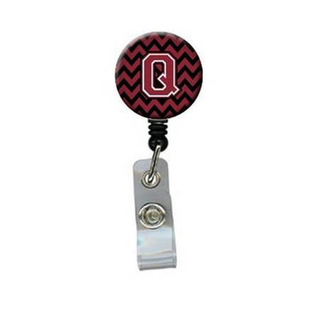 CAROLINES TREASURES Letter Q Chevron Garnet and Black Retractable Badge Reel CJ1052-QBR